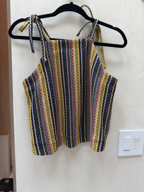 Striped Knit Tie-Shoulder Tank Top Multi Color